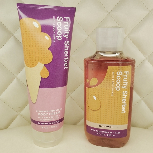Bath & Body Works Other - Fruity Sherbet Scoop Ultimate Hydration Body Cream + Body Wash Set BBW
